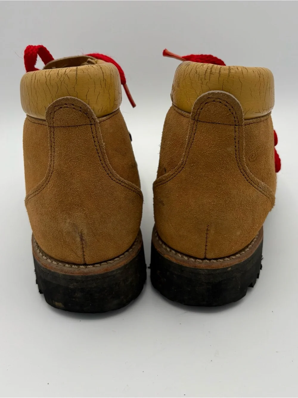 Vintage Sheboygan Hiking Boots Union Made USA Mens 7.5 M Red Lace Waffle Stomper